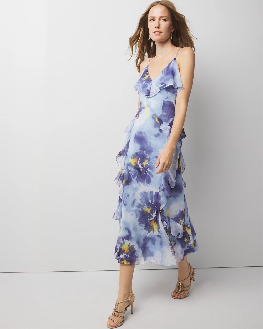 Petite Chiffon Ruffle Slip Dress | White House Black Market Petite Chiffon Ruffle Slip Dress | White House Black Market